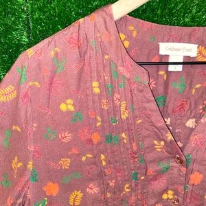 Coldwater Creek Leaf Print Button Down Blouse